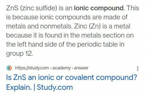 WILL GIVE BRAINLIEST 
Is Zn ionic, covalent, or metallic