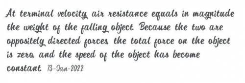 Which statement is true about the terminal velocity?