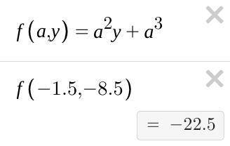 Find the value of the expresstion. a^2 y + a^3 for a = -1.5 abd y= -8.5