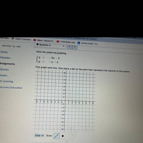 At who coordinate do I place -2x-5 at and which coordinates do I place -x-4 at