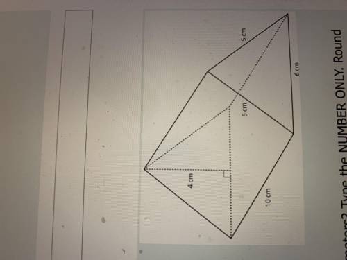 PLEASE HELP ME

What is the surface are of the prism in square centimeters? type the number only p