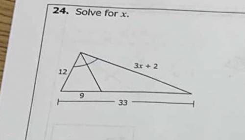 Solve for x . 3x + 2 12 9 33