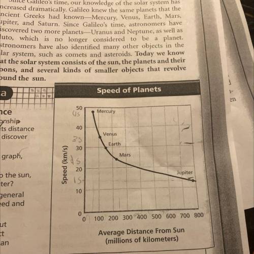Question 1. According to the graph what is earths average speed?

Question 2. which is closer to t