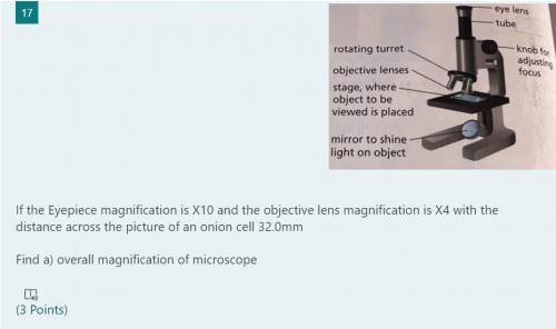 If the Eyepiece magnification is X10 and the objective lens magnification is X4 with the distance a