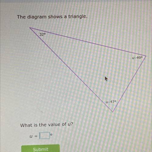 Triangle angle sum theorem 
What is the value of u?