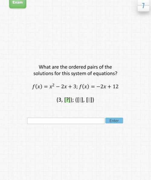 What are the ordered pairs of the
solutions for this system of equations?