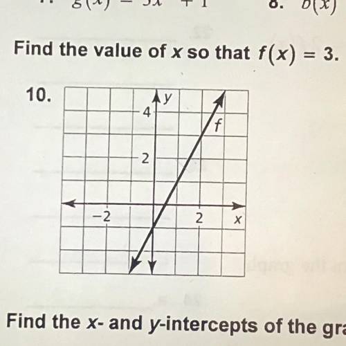 URGENT WILL MARK BRAINLIEST! 50 POINTS!
Find the value of x so that f(x) = 3.