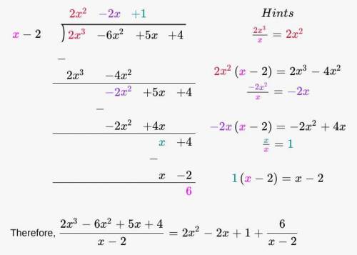Please help dividing polynomials  Please show solution like this!! Example:

1. 
2.
3.
4. 
And so o