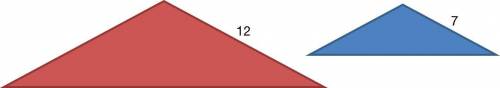 Find the ratio (red to blue) of the perimeters of the similar triangles. Write your answer in simpl