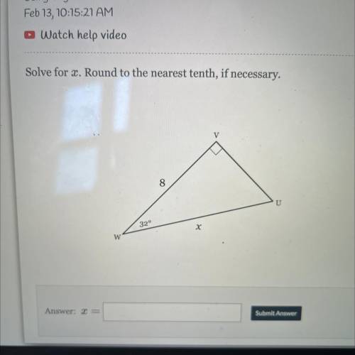 Slove for x. Round to the nearest tenth if necessary