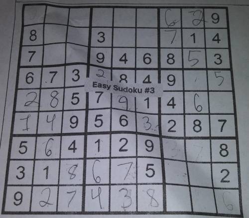 Easy sudoku can you pls help me I need it for one one my classes
