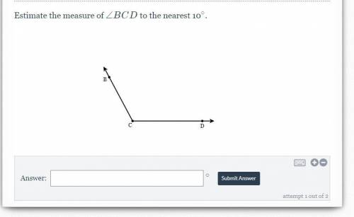 Estimate the measure of ∠BCD to the nearest 10