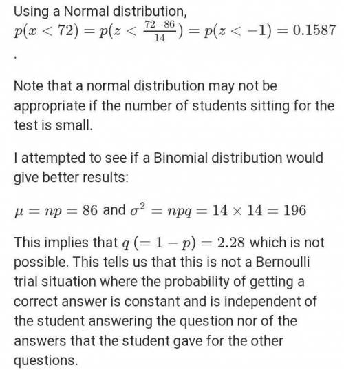 Exam scores in a biology class have a normal distribution with a mean of 84 and a standard deviation