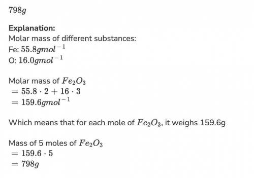 What is the mass of 8 moles of Fe2O3 ?