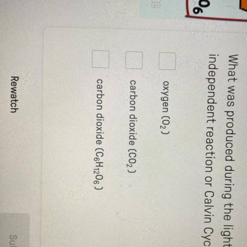 What was produced during the
independent reaction or Calvin Cycle?