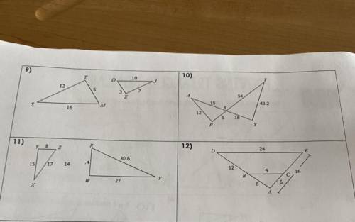 Determine if the triangles are similar by side-side-side similarity