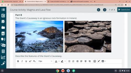 The Giant's Causeway is an igneous rock formation in Ireland.

left: short stone columns with flat