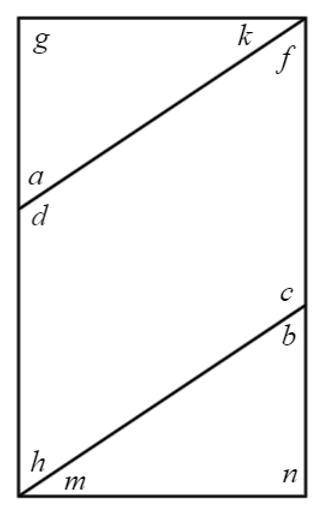 Find the supplementary angles. Select all that apply.

A. ∠c and ∠b 
B. ∠g and ∠k
C. ∠h and ∠m
D.