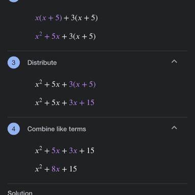 Expand and simplify (x+3)(x+5)